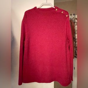 GORGEOUS NWT berry color Talbots tunic sweater w/gold button detail on shoulder